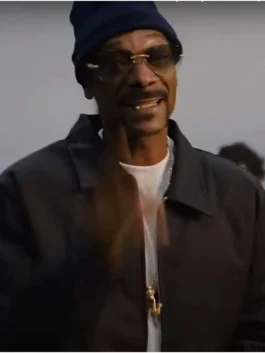 Close-up of the charcoal grey Back in The Game Snoop Dogg Jacket with a structured collar.