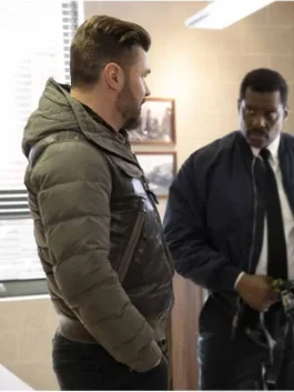 Chicago P.D Patrick John Flueger Hooded Leather Jacket back