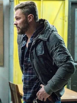 Chicago P.D Patrick John Flueger Hooded Leather Jacket side
