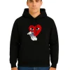 Mens Heart Print Casual Kangaroo Hoodie