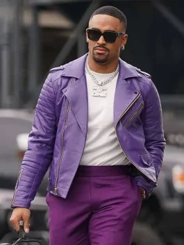 Philadelphia Eagles Jalen Hurts Purple Leather Jacket