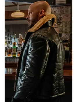 Power Book II Ghost Lorenzo Tejada Shearling Leather Jacket side pose