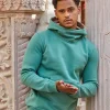 Pullover Green Hoodie For Men With Kangaroo Pocket
