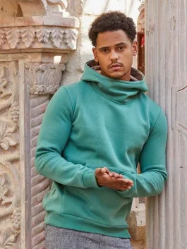 Pullover Green Hoodie For Men With Kangaroo Pocket