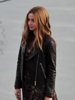 High-quality black leather jacket, durable material, inspired by the 2023 action movie.