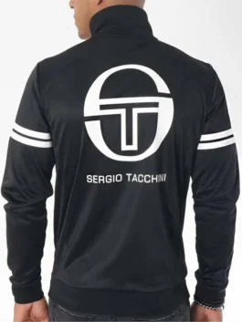 BMF Terry Flenory Da’Vinchi black and gold luxury track jacket front view.