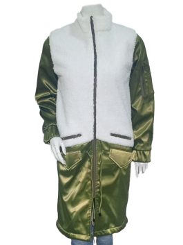 TH-OR-4569 The Equalizer Queen Latifah White & Green Long Coat