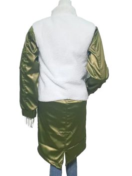 TH-OR-4569 The Equalizer Queen Latifah White & Green Long Coat