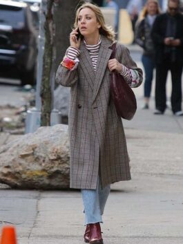 The Flight Attendant Kaley Cuoco Long Checked Coat