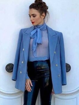 Emily In Paris S02 Lily Collins Blue Peacoat