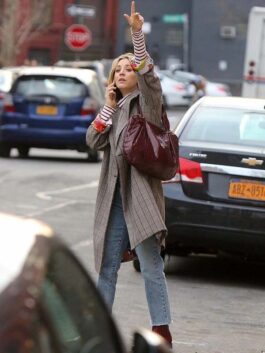 The Flight Attendant Kaley Cuoco Long Checked Coat