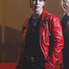 Jimin Red Leather Jacket
