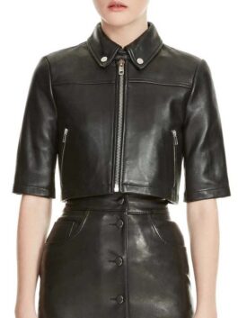 The Equalizer Liza Lapira Cropped Leather Jacket
