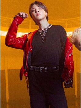 Jimin Red Leather Jacket
