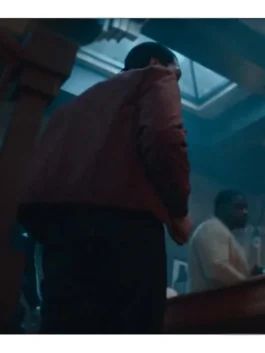 Sophisticated dark red urban jacket featuring a clean silhouette and ribbed collar