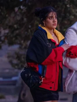 A vibrant Heartbreak High Amerie Wadia Jacket with a relaxed fit and athletic-style paneling.