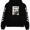 Naruto anime hoodie featuring a side pose manga graphic of Kakashi Hatake on the front and white Japanese text art on both sleeves.