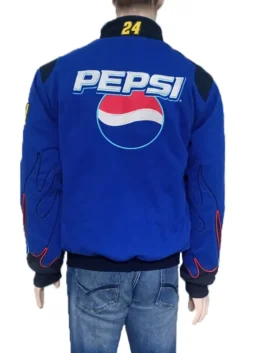 Close-up of the embroidered logos on the Pepsi JG Racing Jacket from America Jackets.