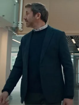 Men's textured charcoal blazer with a refined tailored fit