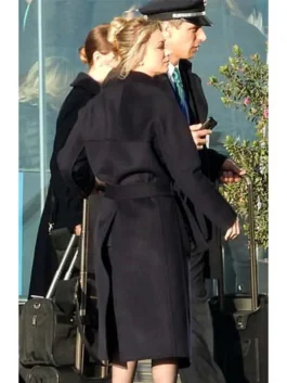 The Flight Attendant Kaley Cuoco Black Coat side pose