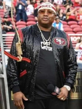 San Francisco 49ers E40 Black Sequin Jacket