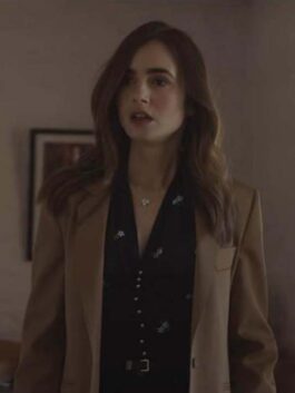Windfall Lily Collins Brown Coat