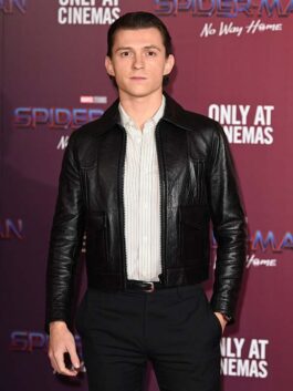 Spider-Man No Way Home Tom Holland Black Leather Jacket