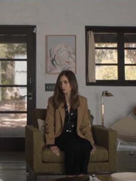 Windfall Lily Collins Brown Coat