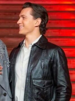 Spider-Man No Way Home Tom Holland Black Leather Jacket