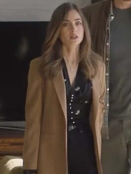 Windfall Lily Collins Brown Coat