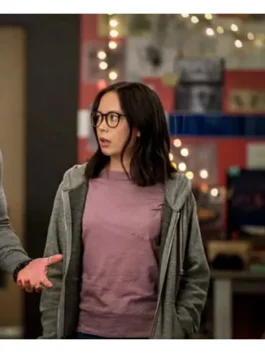 Mythic Quest Poppy Li Hoodie in Vibrant Red Fleece