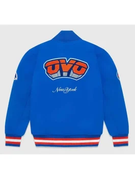 OVO Knicks Blue Varsity Jacket back
