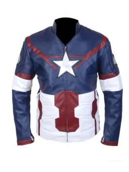 Avengers Age of Ultron Captain America Jacket featuring a blue tactical finish and professional grade tailored fit.