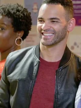 Caleb A Holiday In Harlem Will Adams Black Leather Bomber Jacket
