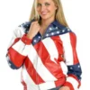 Women American Flag Leather Jacket