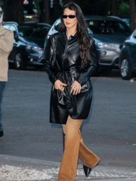 Bella Hadid Leather Trench Coat