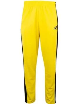Close-up of the yellow Bruce Lee Tracksuit showing the zipper and collar at America Jackets.