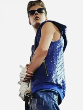 Justin Bieber Blue Leather Vest