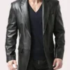 Mens Black Leather Blazer