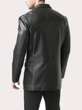 Mens Black Leather Blazer
