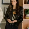 Nina Dobrev The OutLaws 2023 Black Leather Biker Jacket for Women