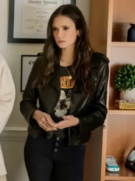 Nina Dobrev The OutLaws 2023 Black Leather Biker Jacket for Women