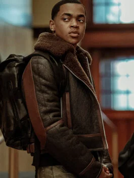 Power Book II S02 Ghost Tariq St Patrick Brown Shearling Jacket
