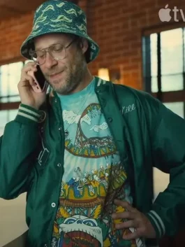Seth Rogen Platonic 2023 Green Varsity Jacket back
