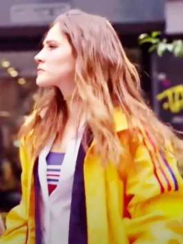 Alina Boz as Eda in Love 101 wearing the iconic vibrant track jacket with a high-neck collar and athletic ribbed cuffs.