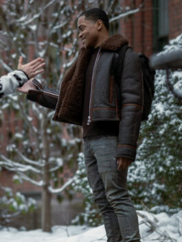 Power Book II S02 Ghost Tariq St Patrick Brown Shearling Jacket