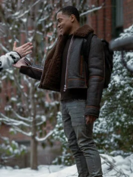 Power Book II S02 Ghost Tariq St Patrick Brown Shearling Jacket
