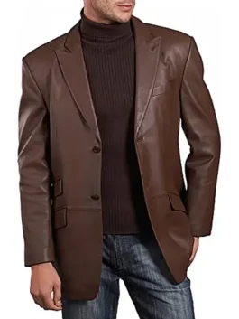 Men’s Brown Leather Blazer