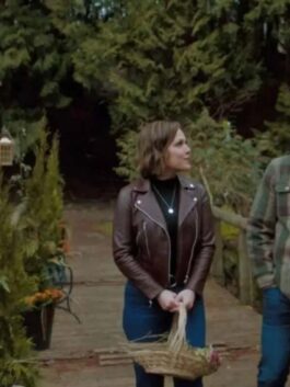 The Wedding Cottage Erin Krakow Brown Biker Jacket