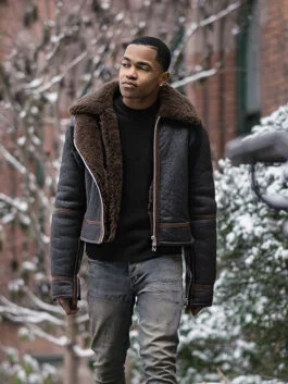 Power Book II S02 Ghost Tariq St Patrick Brown Shearling Jacket